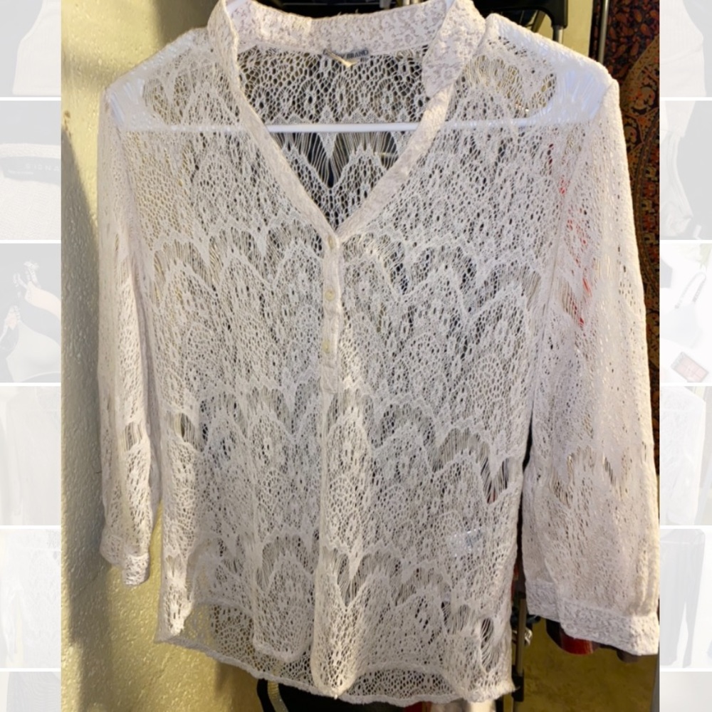 See through top/ off white color